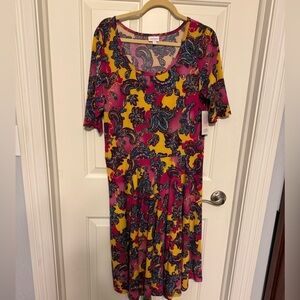 Lularoe Nichole Dress Sz 2XL NWT bright cheerful fit and flare dress